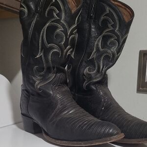 Tony Lama Black and Silver Western Boots